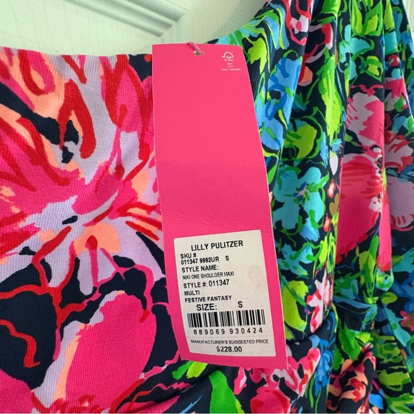 Lilly Pulitzer Niki One-Shoulder Maxi Dress Size S, NWT in Multi Festive Fantasy - Picture 5 of 8